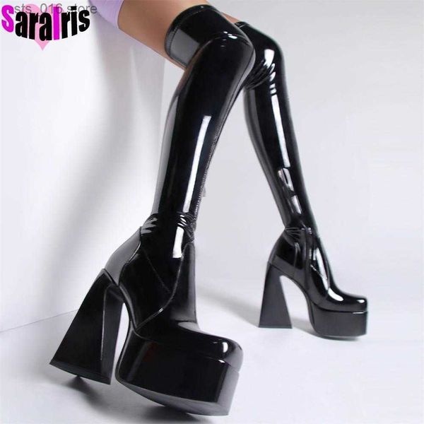 

boots brand design party thigh high boots women street platform female high heels punk over the knee boots shoes for woman 2022 t230824, Black