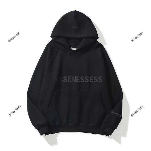 

2023designer fashion classic essentialhoodie alphabet printing pullover sweatshirts mens and hoodie pure color long sleeve couples sweatshir, Black