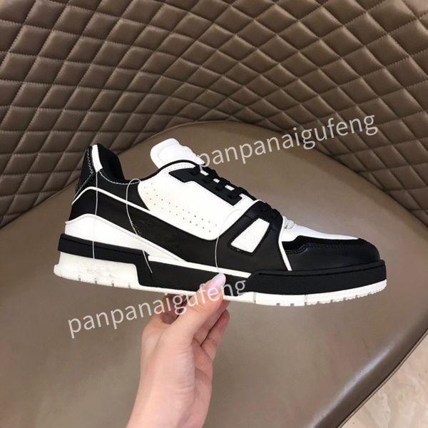 

2023 new luxurys designer sports shoes casual shoes calfskin leather white blue letter overlay platfor low sports shoes training shoes sizes, Black