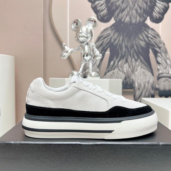 

casual shoes luxury designer women letter matching sneakers laceup flat panda heightening fashion autumn winter lowsport, Black