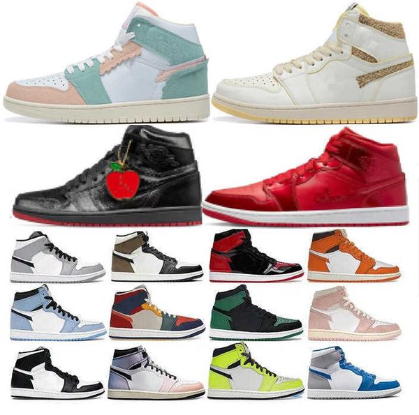 

mens 1 high og 1s basketball shoes jumpman lost and found men sneakers university blue patent bred gorge green dark mocha starfish black whi
