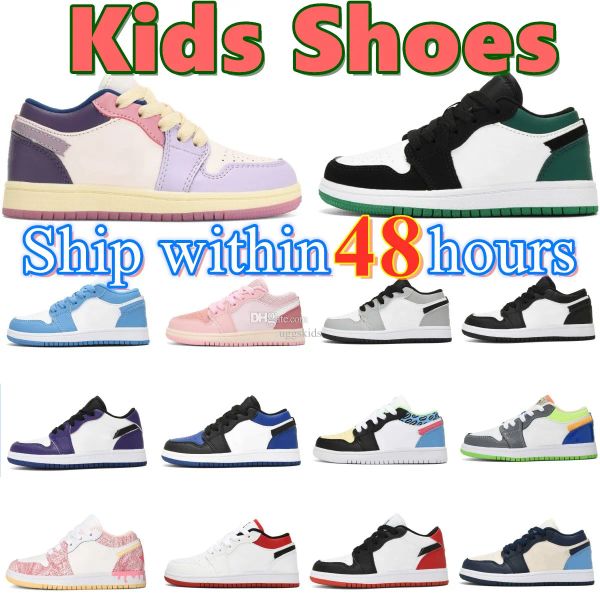 

kids sneakers toddlers shoes jumpman 1s 1 boys girls youth kid designer shoe children baby chicago unc court purple royal toe basketball tra, Black