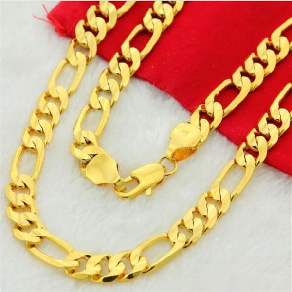 

men's italian 10mm 14k yellow gold fill 24 figaro link chain necklace286b, Silver