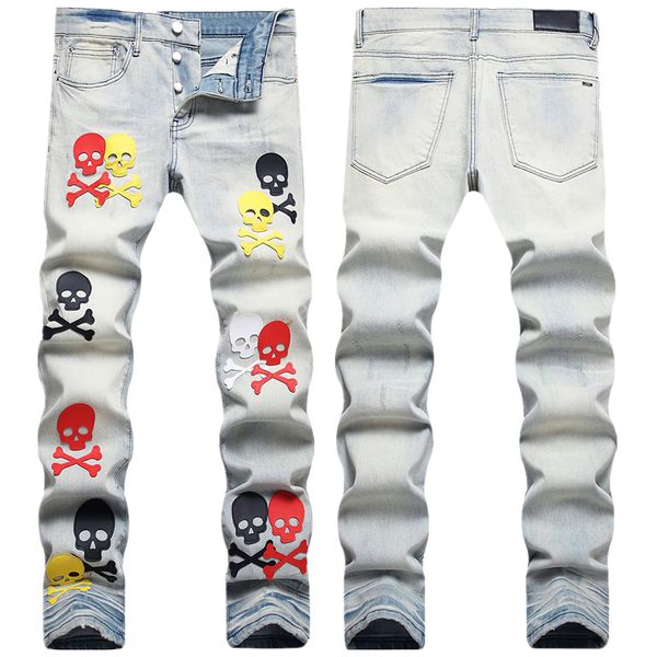 

Mens Designers miris Jeans Distressed Ripped Biker Slim Straight Denim For Men s Print Womens Army Fashion Mans Skinny Pants, 29