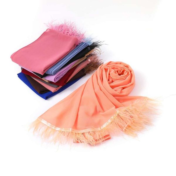 

pearl chiffon feather scarf from malaysia, Blue;gray