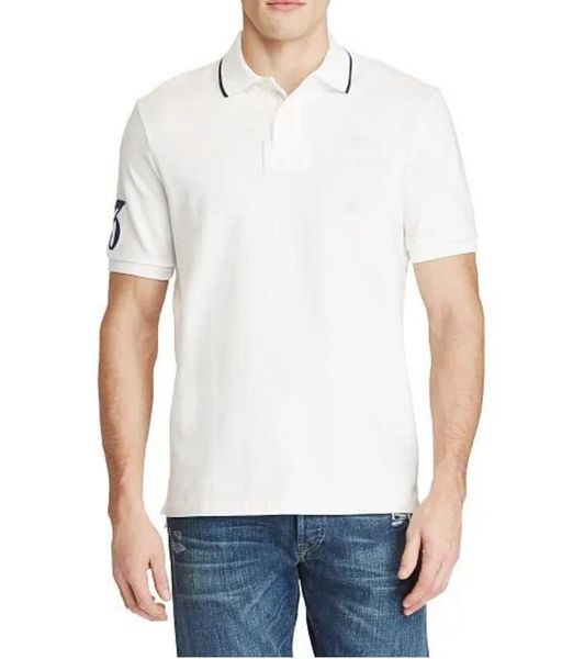 

2023summer new arrived classic fashion short sleeve big horse polo men's t-shirt blue patchwork drop shipping, White;black