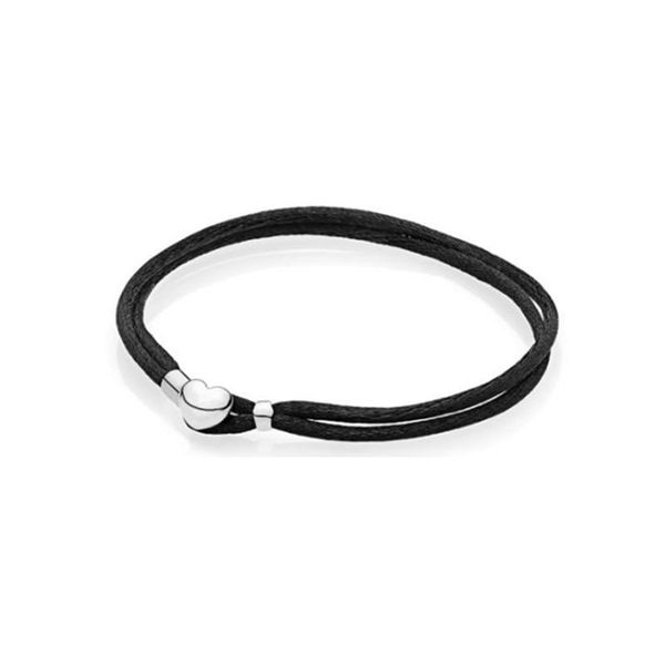 

bangle 2022 fashion trend sterling sier s love heart buckle braided leather cord bracelet black red blue double circle basic women