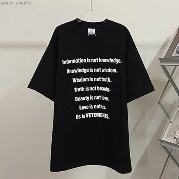 

2023ss leisure cotton vetements t-shirt advertisement letter printing women men tees simple short sleeve, White