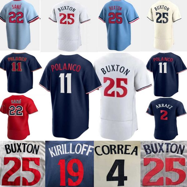 

2023 custom s-4xl byron buxton jersey carlos correa luis arraez jose miranda jorge polanco max kepler royce lewis jhoan duran joe ryan joey, Blue;black