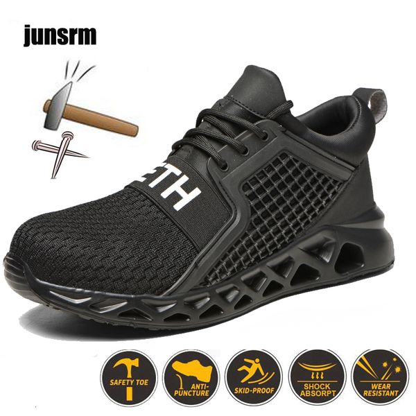 

boots safety shoes light and breathable steel toe cap punctureproof outdoor work boots fashion sports shoes for construction workers 230824, Black