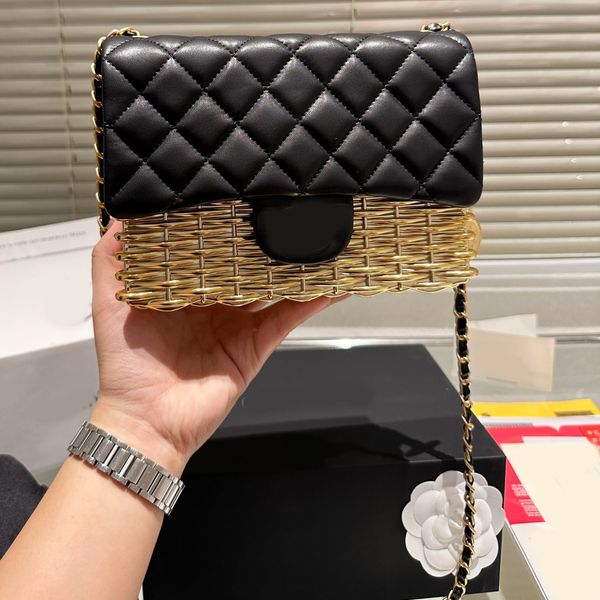 

chains bags metallic woven designer brand bag crossbody luxury handbag fashion shoulder canvas lady women letter purse phone wallet string