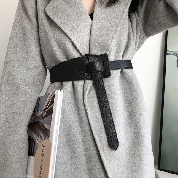 

waist chain belts designer for women girdles knot soft pu leather long cummerbunds wide coat ceinture dress waistband cintos 230825