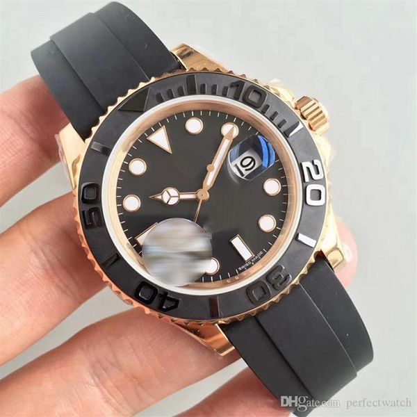

luxury mens watch 40mm automatic movement mechanical mens rubber strap sweeping movement wristwatch209y, Slivery;brown