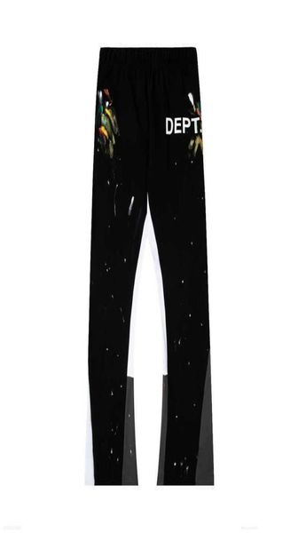 

men's pants ies dept designer sweatpants sports 7216b painted flare sweat pant hand-painted speckled patchwork drawstring men and y8ba4, Black
