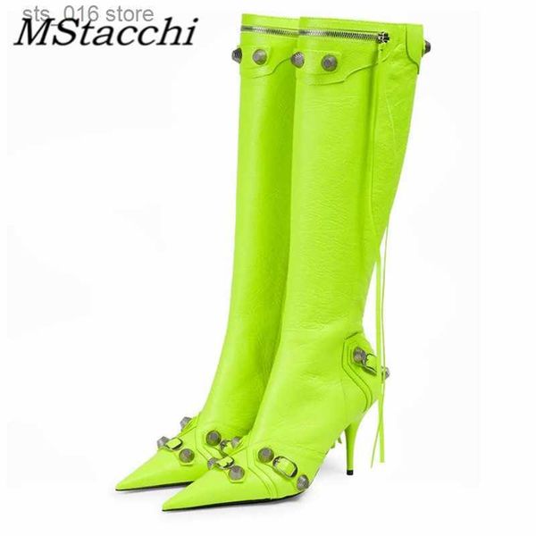

boots women high heels boots woman pointed toe stilettos heels knee high boots ladies retro pumps 2023 new botas femininas t230824, Black