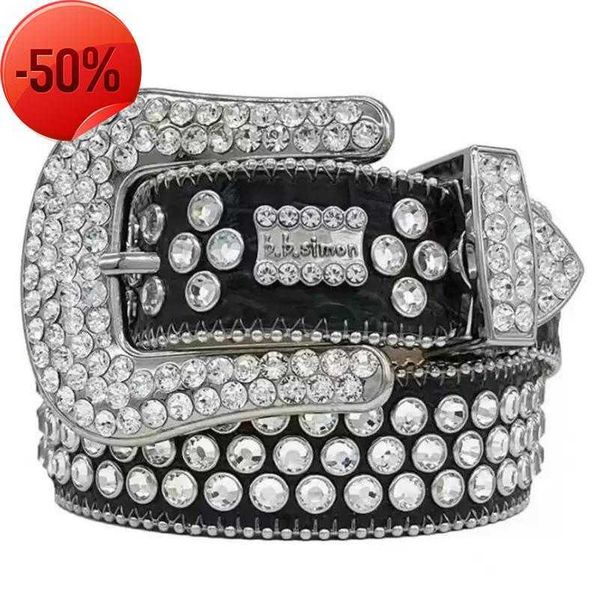 

designer bb belt simon belts for men women shiny diamond belt black on black blue white multicolour with bling rhinestones as gift 2023ljj, Blue;gray