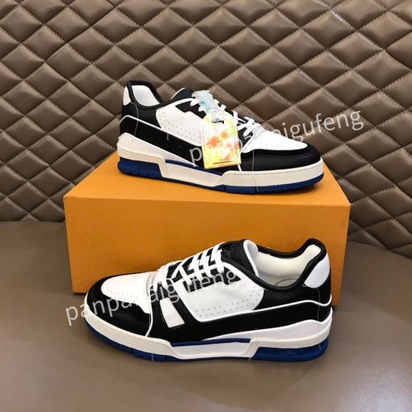 

2023 designer sports shoes casual shoes calfskin leather white blue letter overlay platfor low sports shoes training shoes sizes 39-44 rd220, Black