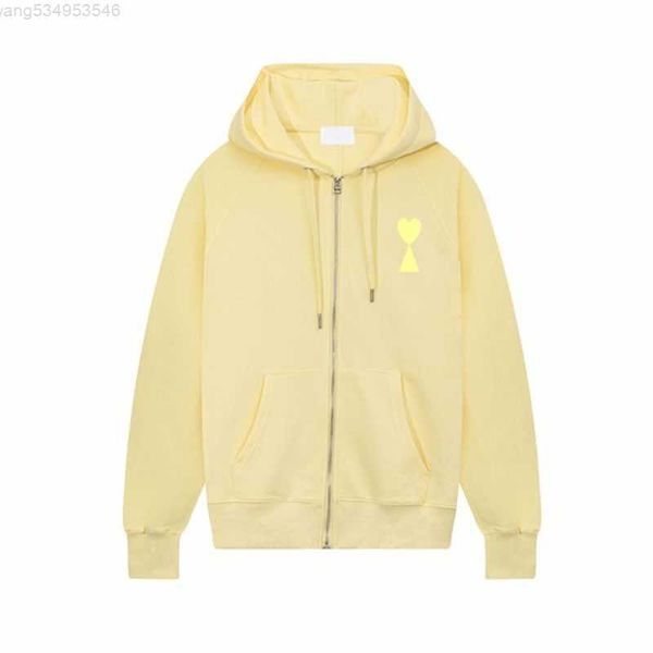 

luxury designer amis hoodie fashion men's a letter small red heart embroidery casual cotton women's metal zipper cardc7ab, Black