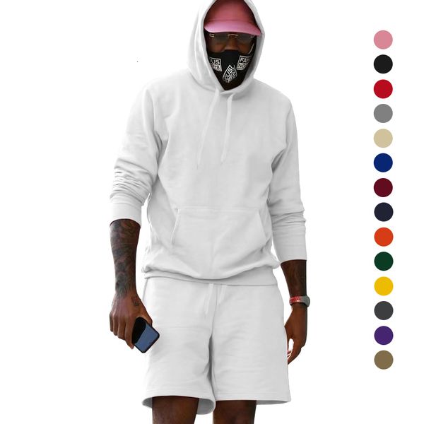 

mens tracksuits suit winter hooded short pants 2 piece set running hoodie fall sweatshirt sport jogger sweatpants suit men 230824, Gray