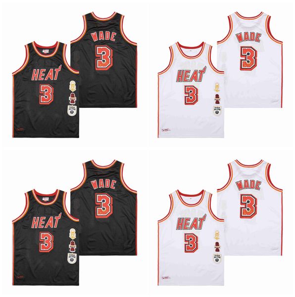 

dwyane wade heats l3gacy basketball jersey miamis mitchell and ness throwback black white size s-xxl, Black;red