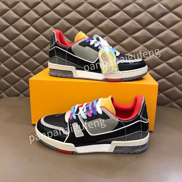 

new luxurys designer sports shoes casual shoes calfskin leather white blue letter overlay platfor low sports shoes training shoes sizes 39-4, Black