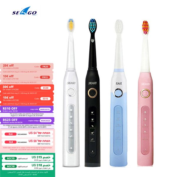 

toothbrush seago rechargeable sonic toothbrush sg-507 sonic electric teeth brush 2 min timer 5 brushing modes whitening cleaning 230824