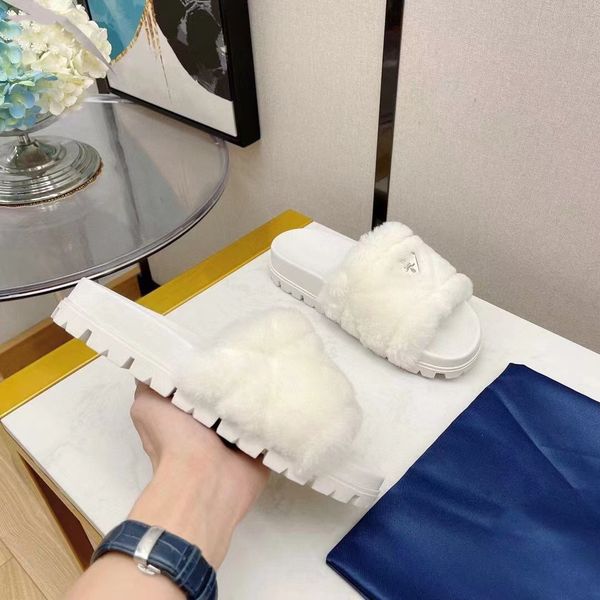 

designer woman slippers sandals fashion warm 100% wool cotton inverted triangle black white shoes outdoor womens slipper pantoufle designers