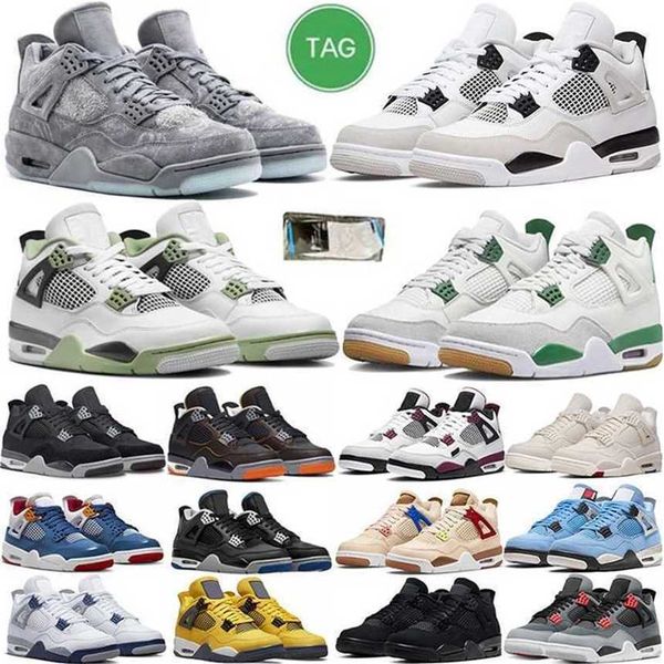 

jumpman 4 retro basketball shoes 4s black cat oil green university blue atmosphere thunder red white oreo bred guava ice cement women sports