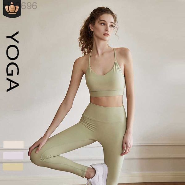 

desginer alos yoga alosports bra back shock absorbing gathering bra no steel ring running fitness tank for women, White