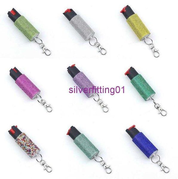 

bling stick drill 20ml spray keychains solid glittering defense keychain for men and women outdoor self-defense tool keychain 17 colors, Silver