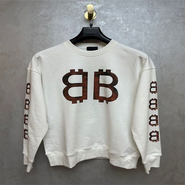 

2023 autumn and winter new men's and women's pure cotton sweater letter printing pullover loose fit fashion and comfortable v20-10, Black;brown