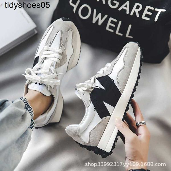 

2023 new spring and autumn new balances coupe versatile summer breathable couple tennis shoes nb327 sports men's canvas shoes, Black