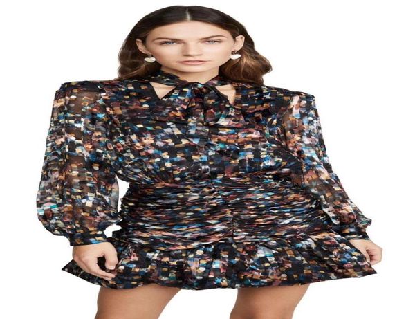 

2020 autumnwinter european and american bowtie drape waist small checkered print fishtail dress skirt8583482, Black;pink