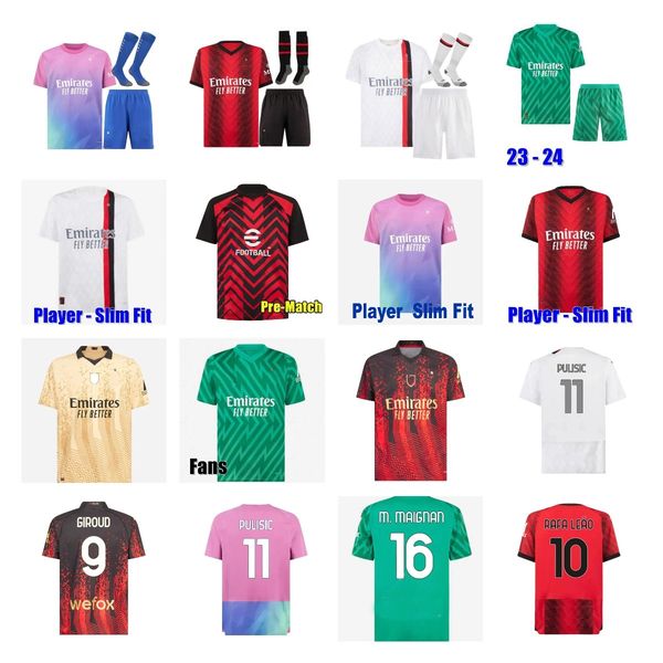 

ibrahimovic 23 24 luka soccer jerseys ac milans giroud de ketelaere tonali theo football shirt special 4th men kids pulisic rafa leao unifor, Black;yellow