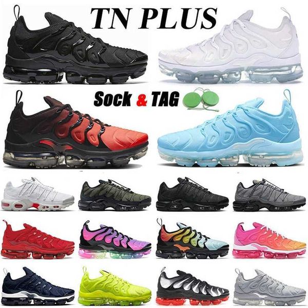 

plus tn running shoes mens triple white black university blue bubblegum grape shark fresh tns dhgete womens sports sneakers trainers size 47