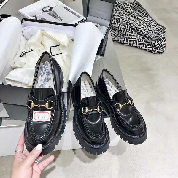 

edition g carrefour for women rise thick soled patent british style small leather shoes bee embroidery