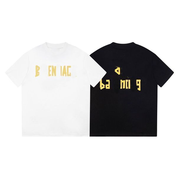 

world classic letter b t-shirt men's and women's short sleeve pairs balencaiigas round neck fashion street t-shirt, White;black