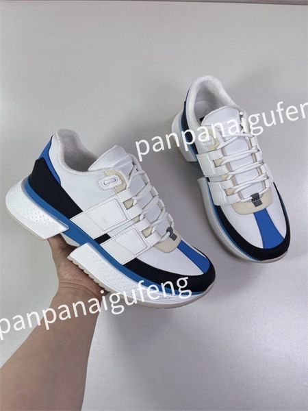 

2023 luxury designer sneaker trainer running shoes calfskin leather whiteblue letter overlays platform low sneakers mens woman shoes size 35, Black