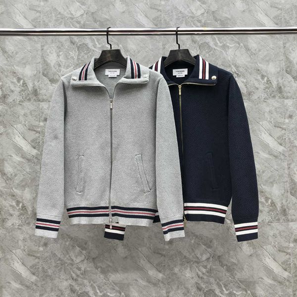 

men's jackets tb new polo collar coarse needle wool jacket coat autumn/winter casual long sleeve zipper  overlay for men and women, Black;brown