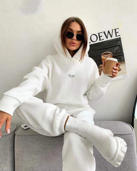 

women s hoodies sweatshirt 2 piece set 2023 autumn sport outfits fleece oversize sweatshirt suit solid long sleeve hooded elastic waist pant, Black