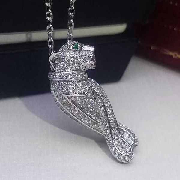 

srx0 card leopard necklace 925 sterling silver plated 18k gold small charming three dimensional pendant collar chain