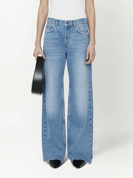 

women s jeans raw edge hem full length jean women autumn winter cotton designer 90s vintage denim pant loose long trousers female 2023 23082, Blue