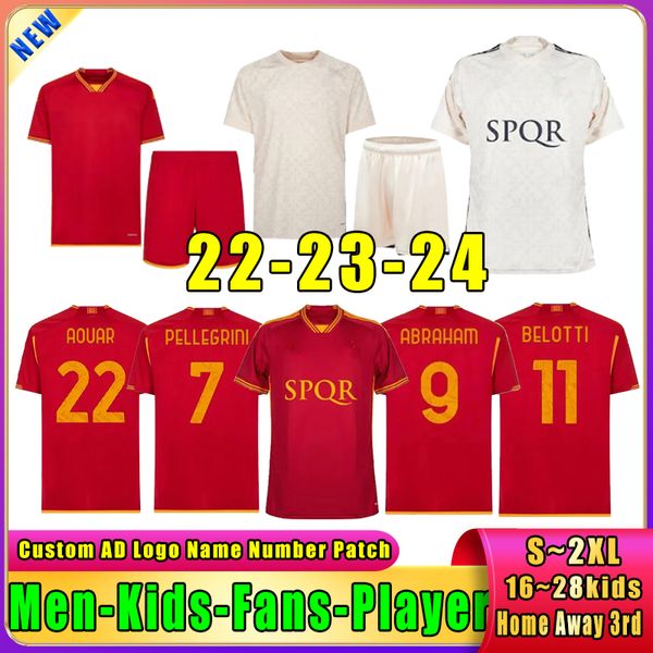 

23 24 newmaglia romas dybala totti fans player soccer jerseys abraham zaniolo de rossi aldair pellegrini football shirt home away kids kit u, Black;yellow