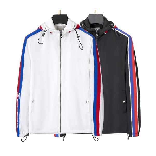 

men jacket designer jackets windbreaker long sleeve coats mens letterman jacket light clothing buttons with stripe jackets spring and256, Black