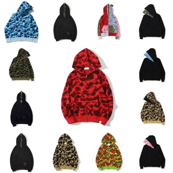 

men designer hoodie shirts tees women full zip up shark hoodies tshirts casual hoody short sleeve clothing high street long sleeve streetwe, Black