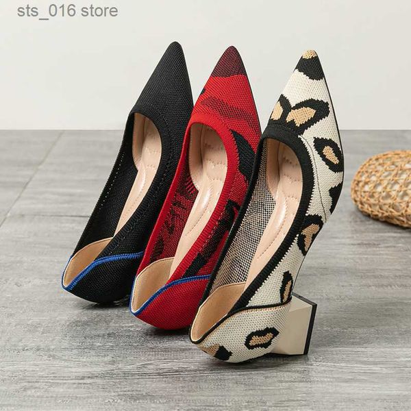 

dress shoes large size women's pointed high heels casual breathable woven pointed shoes fashionable and beautiful square heel shoes new, Black