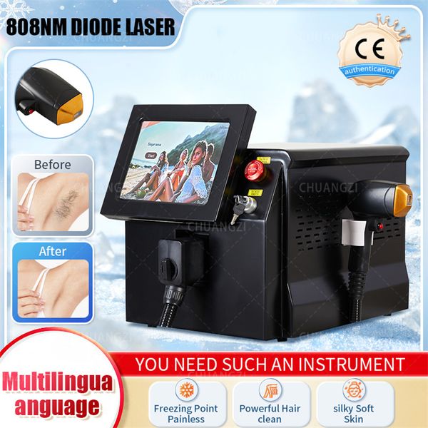 

profession 808nm diode laser epilator 3 wavelengths beauty equipment spa new ice platinum hair removal machine, Black