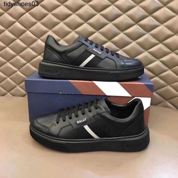 

ballys men's shoes 2023 new simple small white shoes genuine leather shoes round toe casual shoes, Black