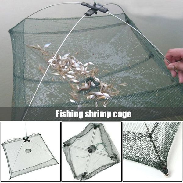 

combo portable folded fishing net baits mesh trap durable for shrimp minnow crayfish