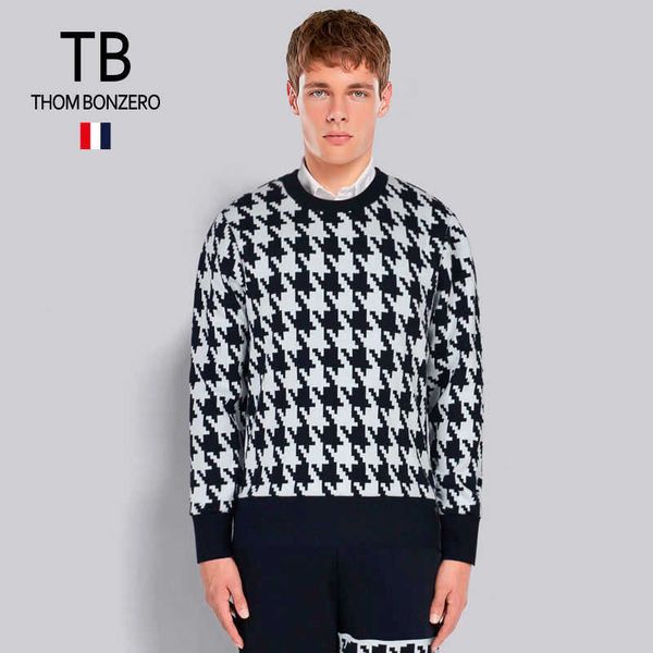 

plaid sweater for men and women matching couple outfit thousand bird round neck hooded jacket, Black;brown